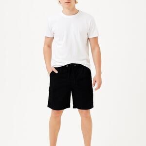 2/$30 DOKOTOO Pull on Drawstring Cargo Shorts High Waist Black Large #A0596